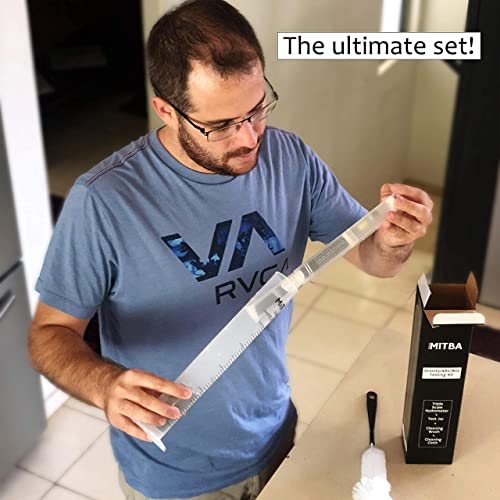 Hydrometer & Testing Jar Kit by MiTBA Test the ABV, Brix & Gravity of your Wine, Beer, Mead & Kombucha accurately! Triple Scale Hydrometer + 250ml Plastic Graduated Cylinder + cleaning brush & cloth