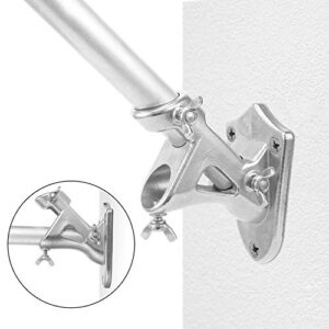 LOMETY Stainless Steel Heavy Duty Flag Pole Holder，Wall Mount House & Estate Flag Pole Bracket， Flag Pole mounting Bracket 2 Positions for 1“ Flag Pole (Silver)