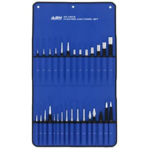 ABN Cold Chisel Set Automotive Punch Tool Kit – 29-Piece Punch Chisel Set – Pin Punch Set, Center Punch Set, & More