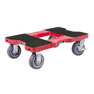 snap-loc 1800 lb super-duty dolly red (usa!) with steel frame, 6 inch casters and optional e-strap attachment