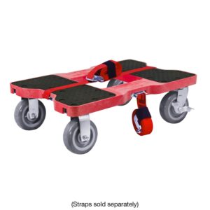 SNAP-LOC 1800 LB Super-Duty Dolly RED (USA!) with Steel Frame, 6 inch Casters and Optional E-Strap Attachment