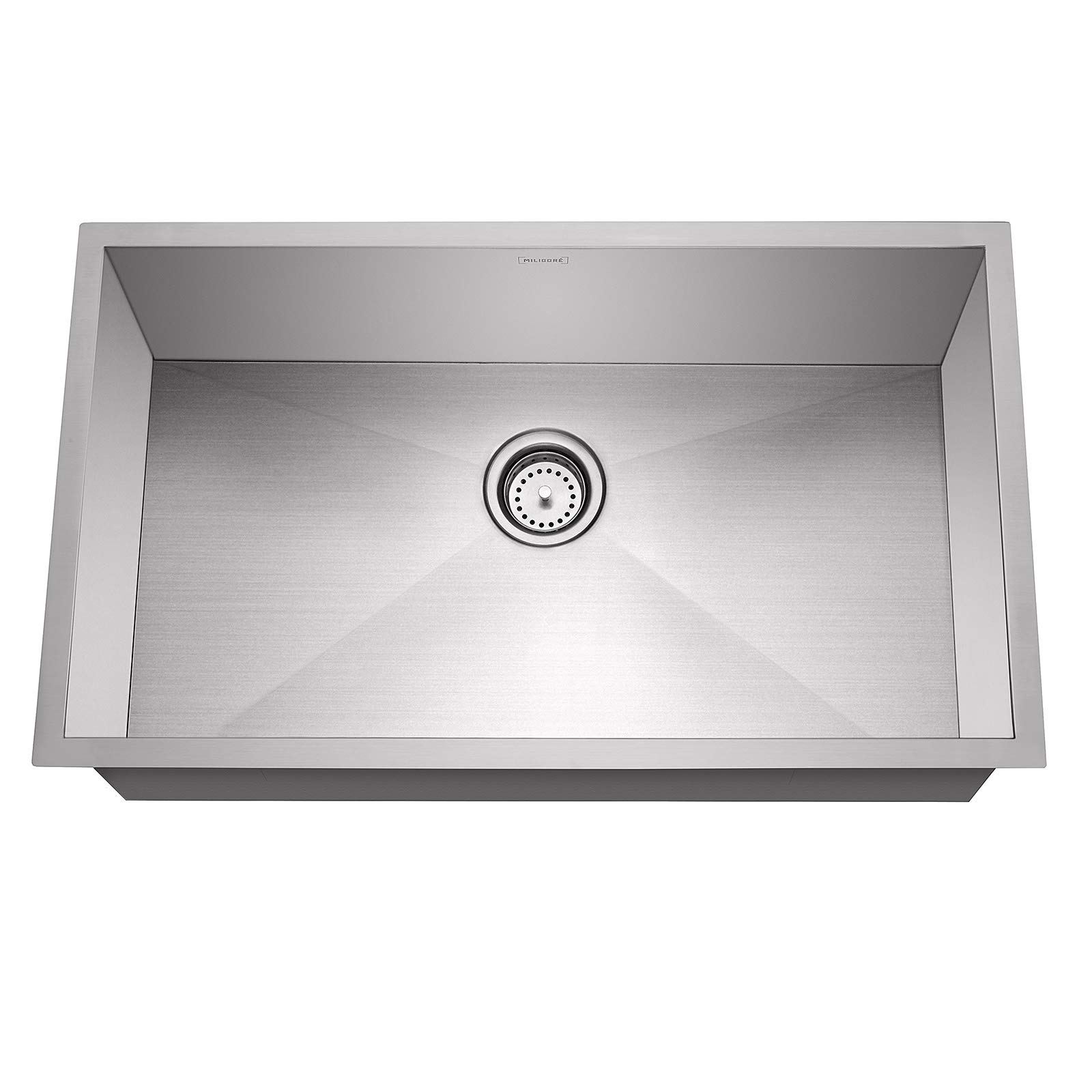 Miligoré 32" x 19" x 10" Deep Single Bowl Undermount Zero Radius 16-Gauge Stainless Steel Kitchen Sink - Includes Drain/Grid