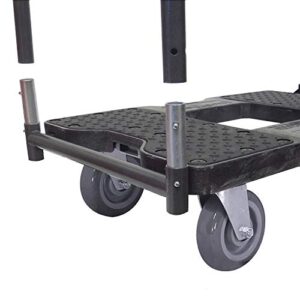 SNAP-LOC 1800 LB Super-Duty Push CART Dolly Black with Steel Frame, 6 inch Casters, Push Bar and Optional E-Strap Attachment