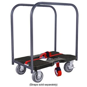 SNAP-LOC 1800 LB Super-Duty Panel CART Dolly Black with Steel Frame, 6 inch Casters, Panel Bars and Optional E-Strap Attachment