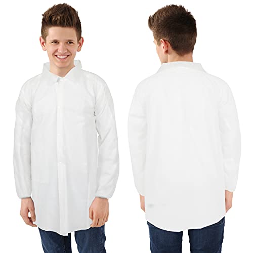 Disposable Lab Coats for Kids, 12 Pack - Lab Coats for Kids Science Party (Youth Medium)