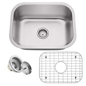 miligoré 24" x 18" x 9" deep single bowl undermount 16-gauge stainless steel kitchen sink - includes drain/grid