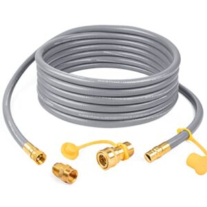 shinestar 1/2" id natural gas hose (24 feet), low pressure propane quick disconnect hose, compatible with weber, char-broil, patio heater, bbq, and more