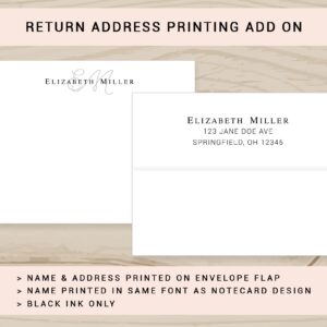 Monogram and Modern Personalized Stationery Note Cards with Envelopes