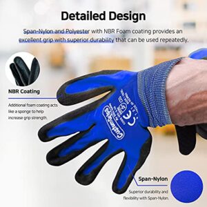 CustomGrips Super Thin Work Gloves, 12 Pairs, Large, Highly Breathable Cut Resistant Seamless Level 3 Resistance Nitrile Coat for Grip, Warehouse Jobs, Delicate Machine Works, Usable for Touchscreen