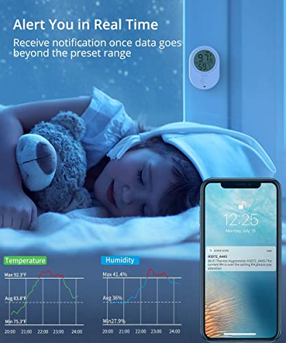 Govee Bluetooth Thermometer Hygrometer, Instant Read Indoor Digital Humidity Temperature Monitor with APP Alert, 2 Year Data Record and Export, for Home Greenhouse Incubator Humidor and Nursery Room