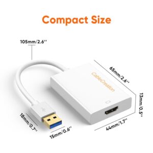 CableCreation USB HDMI Adapter with DisplayLink Chip, USB 3.0 to HDMI External Display Graphics Adapter Compatible with Windows 10/8.1/8/7 and MacOS, White