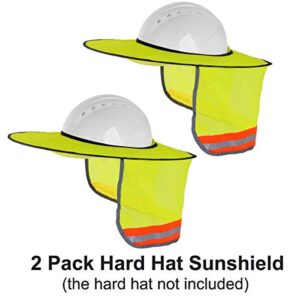 2 Pack Hard Hat Sunshield,Full Brim Mesh Neck Sunshade for Hardhats,High Visibility,Reflective