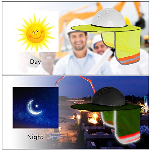 2 Pack Hard Hat Sunshield,Full Brim Mesh Neck Sunshade for Hardhats,High Visibility,Reflective