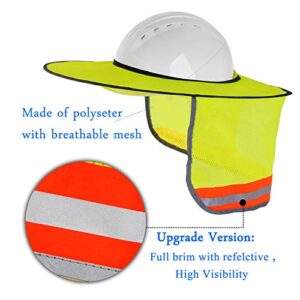 2 Pack Hard Hat Sunshield,Full Brim Mesh Neck Sunshade for Hardhats,High Visibility,Reflective