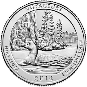 2018 p, d voyageurs national park, mn national park quarter singles - 2 coin set uncirculated