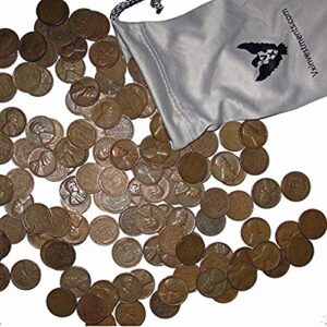 100 U.S. Wheat Pennies With Steel Cents in a Custom Vx Investments Microfiber Pouch (2 Rolls of U.S. Wheat Cents). 100 Old Coins.