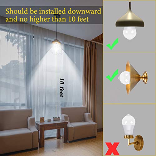 Aukora Motion Sensor Light Bulbs, 12W (100-Watt Equivalent) E26 Motion Activated Dusk to Dawn Security Bulb Outdoor/Indoor for Front Door Porch Garage Basement Hallway Closet(Cold White 2 Pack)