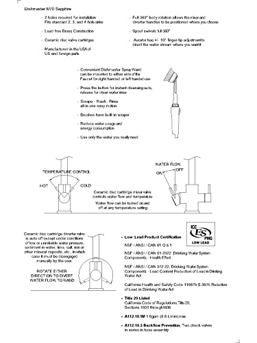 Dishmaster M70BNHA Sapphire Kitchen Faucet - High Arc Spout - Brushed Nickel