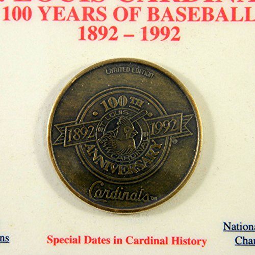 St. Louis Cardinals Centennial 1892-1992 Bronze Coin 100 Years of Baseball