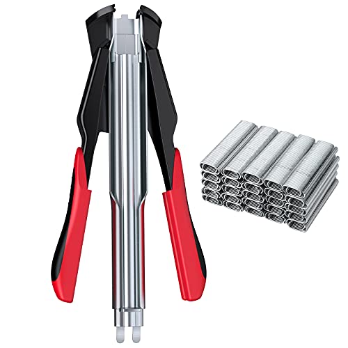 Proster Hog Ring Plier Kit, with 2500pcs Galvanized Steel Hog Rings for Auto Feed Fence Fastener Staple Plier Nailer for Pigpen Birdcage