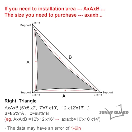 SUNNY GUARD Sun Shade Sail 10'X10'X13' Triangle Sand UV Block Sunshade for Backyard Yard Deck Patio Garden Outdoor Activities and Facility(We Make Custom Size)
