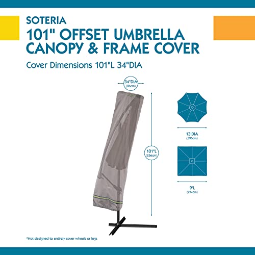 Duck Covers Soteria Waterproof 101 Inch Patio Offset Umbrella Cover with Integrated Installation Pole