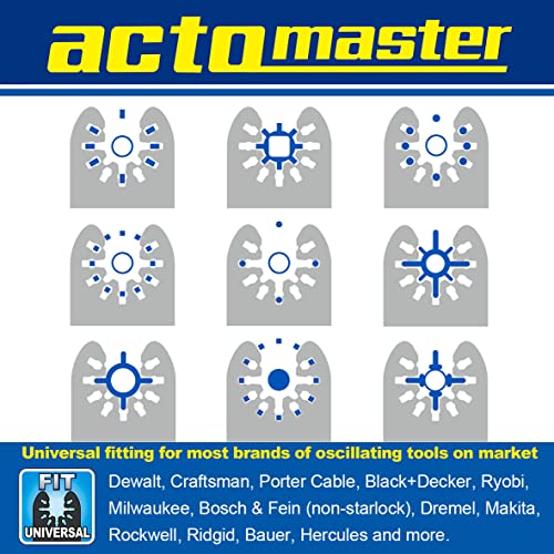 ACTOMASTER HCS Plunge Flush Cutting Blade Set for Oscillating Tool Multitool, Pack of 9