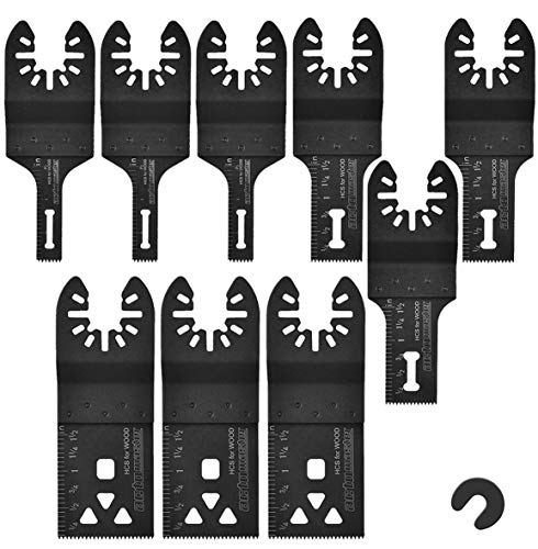 ACTOMASTER HCS Plunge Flush Cutting Blade Set for Oscillating Tool Multitool, Pack of 9