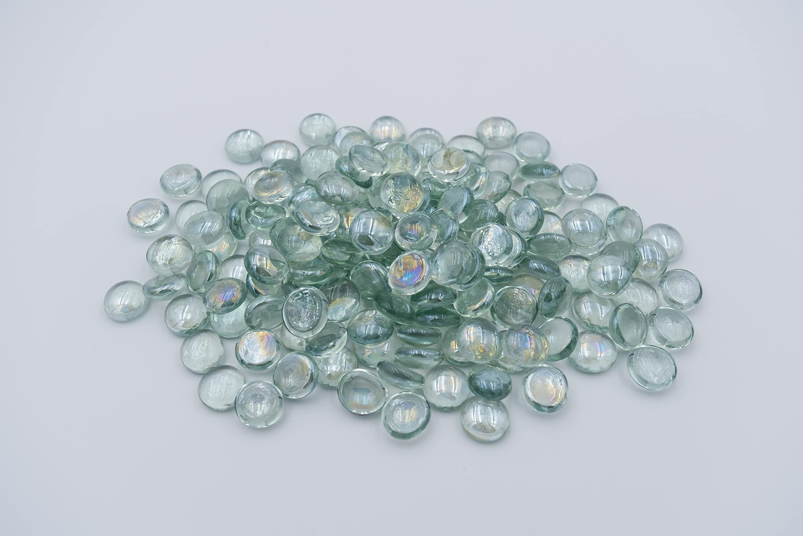 AKOYA Outdoor Essentials 10-Pound Fire Glass Round Drops 3/4 inch Reflective Tempered Crystal Beads for Fire Pit (10 lbs - 3/4 inch, Clear Crystals)