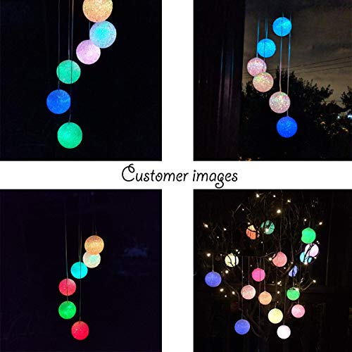 Topspeeder Color Changing Solar Power Wind Chime Spiral Spinner Crystal Ball Wind Mobile Portable Waterproof Outdoor Decorative Romantic Wind Bell Light for Patio Yard Garden Home (Crystal Ball)