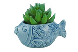 vanenjoy 5" ceramic succulent pot, cute ocean blue seashell series, conch shaped cactus pot planter, flower pot, pottery bonsai pot (seashell m)