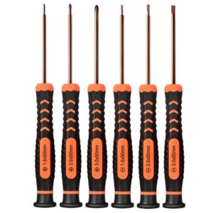 precision screwdriver set of 6, teckman phillips and flathead screwdriver set with magnetic tips and non-skid handle,small repair tool kit for eyeglasses/iphone/computer/jewelry/watch/electronics