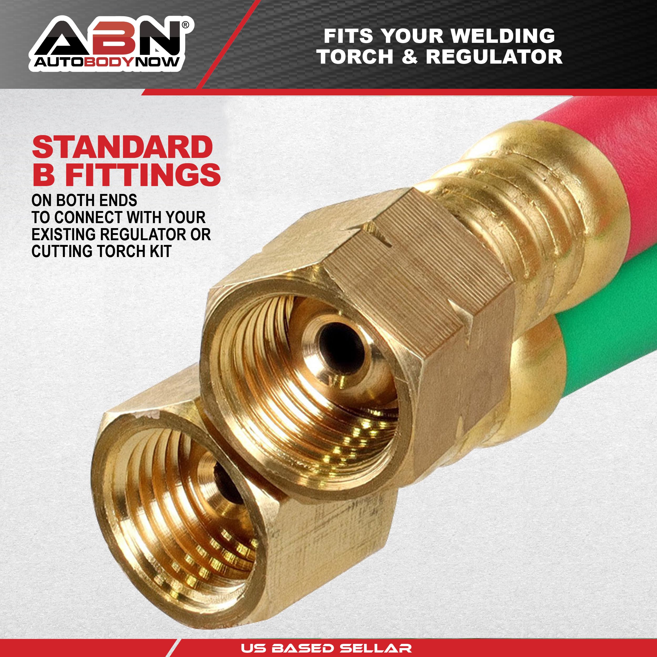 ABN Oxy Acetylene Torch Hose, 25 Foot x 1/4 Inch - B Fitting Twin Cutting Torch Hose for Welding