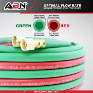 ABN Oxy Acetylene Torch Hose, 25 Foot x 1/4 Inch - B Fitting Twin Cutting Torch Hose for Welding