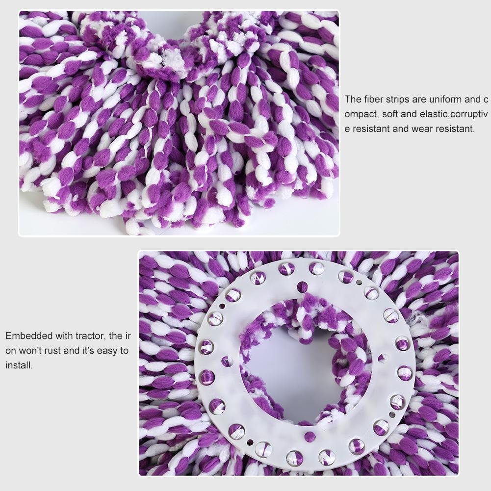 Huhushop Spin Mop Head Refills Microfiber Round Spin Mop Head Replacement for Universal Spin Mop System Perfect for Home Commercial Use (Purple+White)