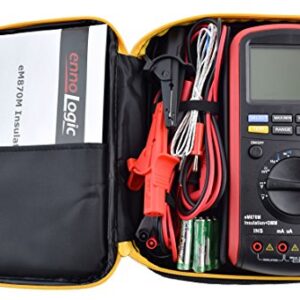 ennoLogic Insulation Tester 50/100/250/500/1000V, Megohmmeter and Multimeter: 50k to 2G Insulation Resistance, DC/AC TRMS Voltage and Current, Resistance, Capacitance, Frequency, Temperature - eM870M