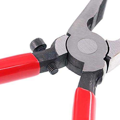 Swpeet Heavy Duty Key Fob Pliers Tool, Metal Glass Running Pliers with Curved Jaws, Studio Running Pliers Attach Rubber Tips Perfect for Key Fob Hardware Install and Stained Glass Work