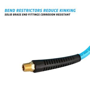 WYNNsky 1/4''×10ft Recoil PU Air Hose, Air Compressor Hose with Swivel Fittings and Bend Restrictors