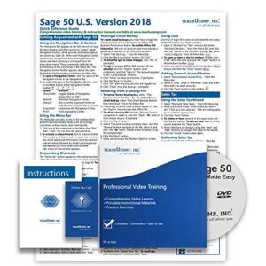 teachucomp deluxe video training tutorial course for sage 50 v. 2018 (u.s. version)- video lessons, pdf instruction manual, quick reference guide, testing, certificate of completion