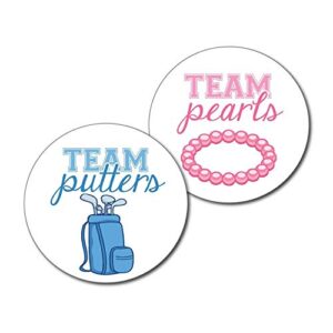 36 2.5 inch golf team putters or pearls gender reveal party stickers