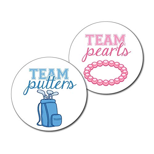 36 2.5 inch Golf Team Putters or Pearls Gender Reveal Party Stickers