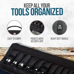 32 Pocket Tool Roll Organizer - Wrench & Pouch Includes Pouches for 10 Sockets Up Bag Electrician, HVAC, Plumber, Carpenter or Mechanic from Rugged