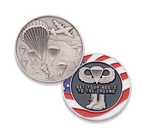 paratrooper challenge coin - amazing 3d detail - military challenge coin - boots on the ground - designed by us military veterans