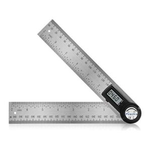 digital angle finder protractor, preciva digital protractor 7 inch / 400mm stainless steel measuring ruler with large lcd display for woodworking, measurement (400mm)