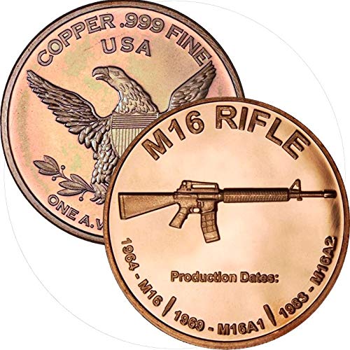 Private Mint 1 oz .999 Pure Copper Round/Challenge Coin (M-16 Rifle)