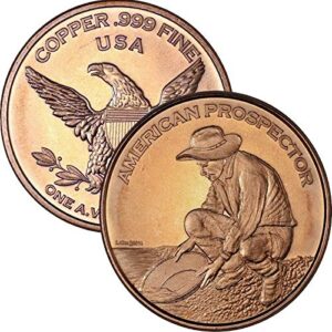 private mint 1 oz .999 pure copper round/challenge coin (american prospector)