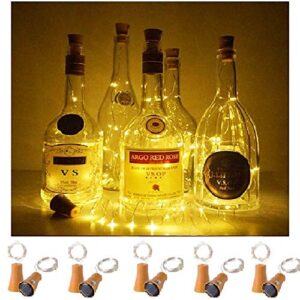 decorman 10 pack solar powered wine bottle lights, 10 led waterproof copper cork shaped lights for wedding/christmas/outdoor/holiday/garden/patio/yard/pathway decor (warm white)
