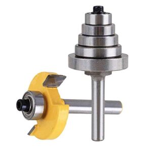 Eyech 1/4 Inch Shank Rabbet Router Bit Set with 6 Bearings Rabbeting Router Bit Bearings Set for Multiple Depths 1/8", 1/4", 5/16", 3/8", 7/16", 1/2"