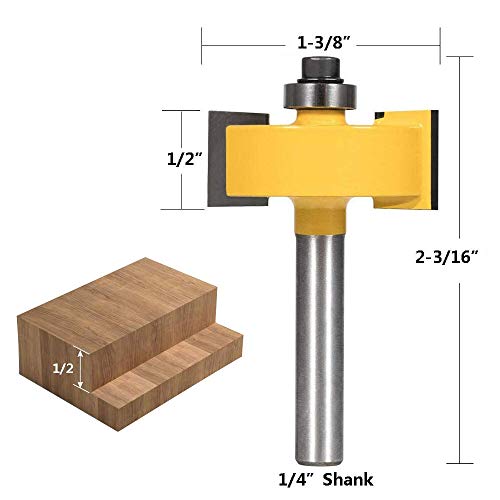 Eyech 1/4 Inch Shank Rabbet Router Bit Set with 6 Bearings Rabbeting Router Bit Bearings Set for Multiple Depths 1/8", 1/4", 5/16", 3/8", 7/16", 1/2"