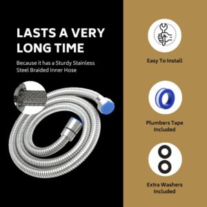 47" Bidet Hose Replacement, Bidet Hose for Toilet Bidet Sprayer, Purrfectzone Toilet Bidet Shower Hose Connector With Stainless Steel Braided Inner Hose, Satin Brushed